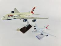 BRITISH AIRWAYS AIRBUS A380: 2 models (longest 38cm): A 1:200 scale resin, registration 'G-XLEA' and A 1:500 scale metal model, registration 'G-XLEA'