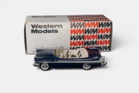 PLYMOUTH: A 1:43 scale Western models 1958 Plymouth Belvedere convertible model, a white metal model finished in dark blue paintwork, model number WMS 51X, made in England