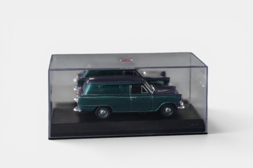 FC HOLDEN: A Trax 1:43 scale Holden FC panel van model, finished in harlequin paintwork changing from a green colour to purple depending on the light, this is the Trax club 2016 model