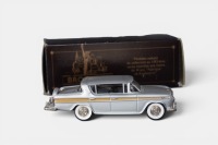 RAMBLER: A 1:43 scale Brooklin collection 1957 Rambler Rebel model, a white metal model finished in silver with gold stripes paintwork, model number BRK 59, made in England