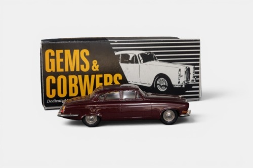 JAGUAR: A 1:43 scale Gems & Cobwebs 1961-1966 Jaguar Mk X model, a white metal model finished in maroon paintwork, model number GC11, made in England