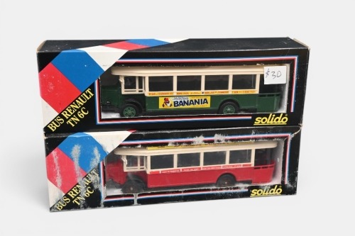 AUTOBUS RENAULT TN6C: A pair of 1:50th scale Solido 1934 Autobus Renault TN6C bus models