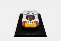 PORSCHE 907: A 1:18 scale Porsche 907, the number #224 race car, as driven to victory in the 1968 Targa Florio, with a driver combination of Elford - Maglioli, model number 18S689, made by Spark models, in original packaging - 3