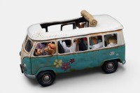 A limited edition (No.85061) resin sculpture by Guillermo Forchino titled 'Le Bon Vieux Temps' featuring a group of hippies driving a Volkswagen Kombi bus, measures approximately 29cm in length, 14cm width, in as-new condition, within box - 3
