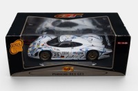 PORSCHE: A Maisto 1:18 scale 1998 Porsche 911 GT1 model, the number 25 Le Mans race car in full race livery, part of the GT racing collection, model number 38864