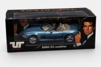 JAMES BOND BMW: A UT models 1:18 scale BMW Z3 roadster model, finished in blue paintwork with fawn/brown interior, this one packaged in the James Bond 007 "Goldeneye" packaging, model number 180 024336