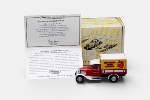 362 · FORD: A Matchbox collectibles model, of a 1932 Ford model "AA" van, finished in red/white paintwork with a Coca-Cola livery, model number YYM96507
