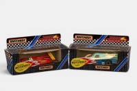 PORSCHE: A pair of 1:40 scale Matchbox turbo chargers models, a Kremer Porsche CK5, number 15 Michelin livery, model number MTC-03, also another Kremer Porsche CK5, number 35, model number MTC-07