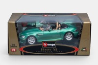 BMW: A Bburago 1:18 scale 1996 BMW M roadster model, finished in green paintwork with a light brown interior, part of the gold collection, model number 3369