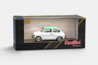 FIAT: A 1:43 scale DetailCars platinum 1965 Fiat 600D model, finished in white paintwork with a green roof, model number ART 316