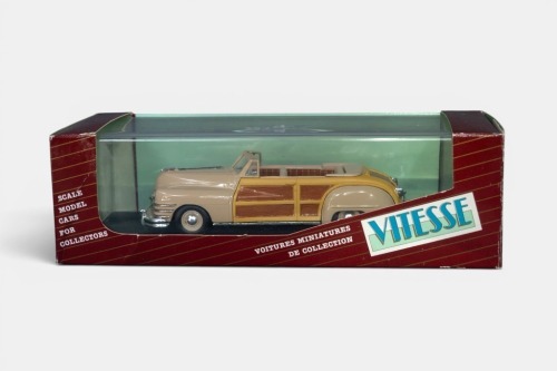 CHRYSLER: A 1:43 scale Vitesse model, a Chrysler town & country convertible, finished in fawn paintwork, model number 490