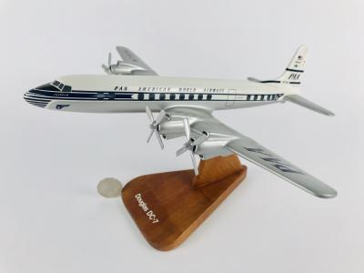 PAN AM DOUGLAS DC-7C: A 1:100 scale (33cm long) wooden model, 'Clipper', registration 'N731PA'.