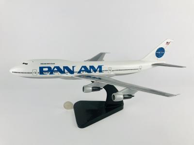 PAN AM 747-400: A 1:100 scale (49cm long) wooden model on original wooden stand.