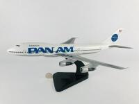 PAN AM 747-400: A 1:100 scale (49cm long) wooden model on original wooden stand.