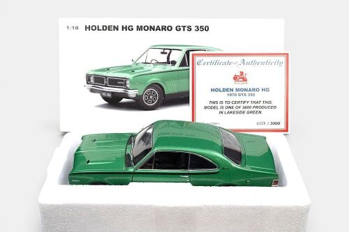 4 · HOLDEN HG MONARO GTS 350: An Autoart 1:18 scale Holden HG Monaro GTS 350 model, finished in lakeside green paintwork, limited edition 0228/3000 pieces