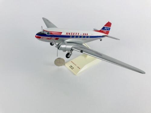 ANSETT DC-3 SKYLINER: A 1:80 scale (25cm long) wooden model, registration 'VH-ANO'.