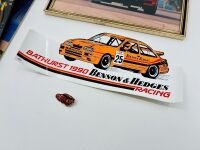 FORD SIERRA: A group of ATCC Ford Sierra items including a poster signed by Colin Bond, a copy of Motorsports Magazine Australia, a sticker, a badge and 2 photos [Location: Sydney] - 4