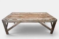 WOOL TABLE: A large vintage wool sorting table, 90cm high x 261cm long x 138cm wide