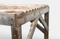 WOOL TABLE: A large vintage wool sorting table, 90cm high x 261cm long x 138cm wide - 4