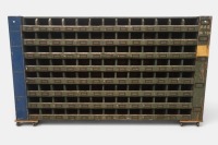 PIGEON HOLES: A large vintage industrial portable hardware filing cabinet - 2