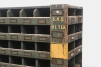 PIGEON HOLES: A large vintage industrial portable hardware filing cabinet - 3