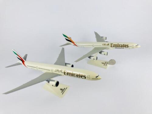 EMIRATES: 2 models (35cm long): A 1:100 Airbus A340-500 plastic model, registration 'A6-ERA' and A 1:100 scale Boeing 777-300 plastic model.