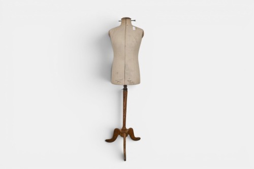 MANNEQUIN: An early 20th century French dressmakers formelliat mannequin on tripod stand by Buste Girard, Paris,160cm high