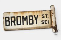 STREET SIGN: A circa 1950's enamel post mount double sided Melbourne street sign, 57cm wide, 31cm high