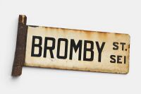STREET SIGN: A circa 1950's enamel post mount double sided Melbourne street sign, 57cm wide, 31cm high - 2
