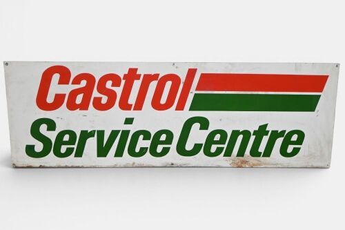 CASTROL: A large c1970s Castrol Oil metal sign 'Castrol Service Centre', 60cm high, 180cm wide