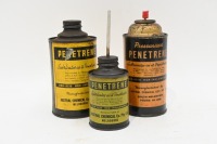 PENETRENE: Three tins of Penetrene by the Austral Chemical Co., Melbourne, including 15 Fluid OZS tin, 10 OZS spray can, and 6 OZ oiler