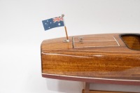 RIVA BOAT: A fine model Riva style boat on timber base, 18cm high, 62cm long - 4