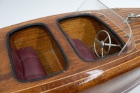 RIVA BOAT: A fine model Riva style boat on timber base, 18cm high, 62cm long - 5