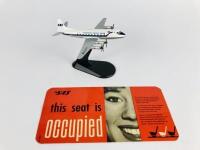 SCANDINAVIAN AIRLINES: A 1:100 scale (12cm long) Vickers Viscount metal model, registration 'LM-FOM' and A Scandinavian Airlines System reversable 'Please do not occupy this seat/this seat is occupied' card . - 2