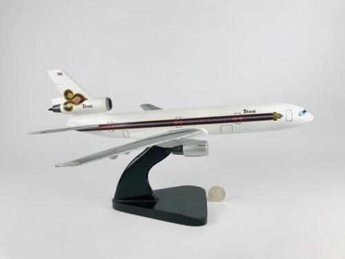 THAI INTERNATIONAL DOUGLAS DC 10: A 1:50 scale (44cm long) wooden model.