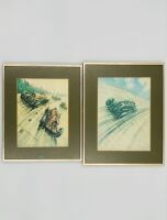 F. GORDON CROSBY: A group of five framed prints depicting various early racing scenes - 3