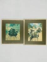 F. GORDON CROSBY: A group of five framed prints depicting various early racing scenes - 5