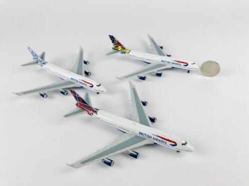 BRITISH AIRWAYS BOEING 747: Three models (17cm long): A 1:400 scale metal model, 'The Netherlands' registration 'G-CIVN', A 1:400 scale metal model 'Southern Africa', registration 'G-BNLO' and A 1:400 scale metal model 'Scotland', registration 'G-CIVO'.