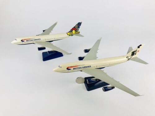 BRITISH AIRWAYS BOEING 747: Two 1:200 scale (28cm long) plastic models with different artwork on the tails.