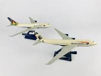 BRITISH AIRWAYS BOEING 747: Two 1:200 scale (28cm long) plastic models with different artwork on the tails. - 2