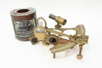 MARITIME: Two maritime items including a brass sextant and copper ships lamp