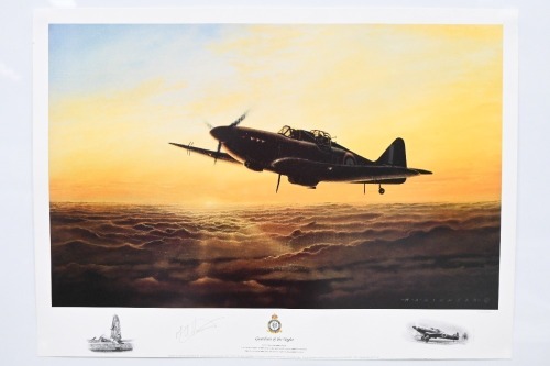 BOULTON PAUL DEFIANT: A large limited edition print (270/500) 'Guardian of the Night'' signed by artist Malcolm Kinnear with COA