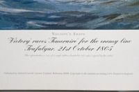 LORD NELSON: A large limited eition print (344/850) by Geoff Hunt titled 'Nelson's Ships - Victory Races Temeraire for the Enemy Line Trafalgar, 21st October 1805' with COA - 3
