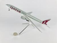 QATAR BOEING 777: A 1:100 scale (37cm long) resin model, with wheels on stand, registration 'A7-BAA'.