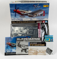 P-51D MUSTANG: A Tamiya 1:32 scale North American P-51D Mustang model kit, all parts sealed, with numerous instruction guides, additional PE gun bay decals & DVDs
