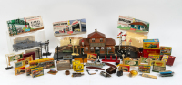 RAILWAY DIORAMA ITEMS: A tub of assorted railway accessory diorama items