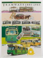 MTA POSTER: A circa 1985 Metropolitan Transit Authority (Melbourne) 'Tramways 1885-1985' poster, mounted on foam block, 60cm high, 43cm wide