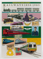 MTA POSTER: A circa 1985 Metropolitan Transit Authority (Melbourne) 'Railways 1854-1985' poster, mounted on foam block, 60cm high, 43cm wide