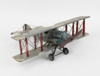 RAF: A large Boyle tinplate RAF bi-plane model, wingspan 50cm, fuselage length 40cm - 4