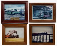 LOCOMOTIVE PORTRAITS: A group of four early locomotive portraits each mounted & framed